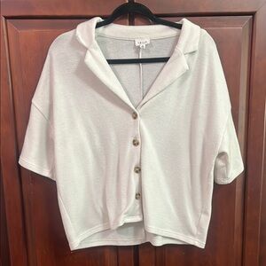 Le Lis Cream Boxy Button Down Shirt